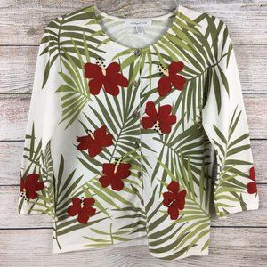Northern Isles Floral Cardigan Top Lightweight Embellished